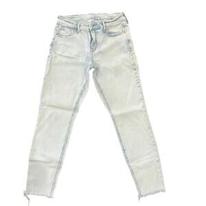 Old Navy Womens Size 6 Rockstar Super Skinny Ankle Light Wash Frayed Ankle Jeans